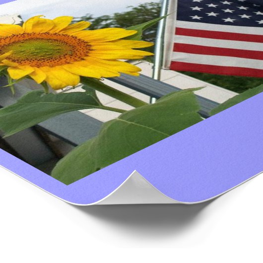 Zonnebloem met vlag Poster (Hoek)