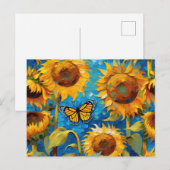 Zonnebloem met vlinder briefkaart (Voorkant / Achterkant)