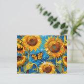 Zonnebloem met vlinder briefkaart (Staand voorkant)