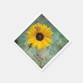 Zonnebloem met Vlinder Bruiloft Cocktail Servet (Hoek)