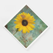 Zonnebloem met vlinder bruiloft diner servet (Hoek)