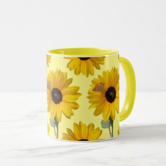 Zonnebloem met Vlinder Mok (Voorkant rechts)