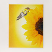 Zonnebloem met vlinderpuzzel legpuzzel (Verticaal)