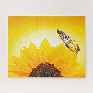Zonnebloem met vlinderpuzzel legpuzzel
