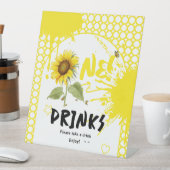 Zonnebloem met Vlinders 1e Verjaardag Drinken Reclamebord Met Voetstuk (Insitu)