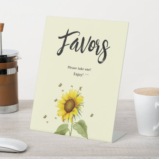 Zonnebloem met vlinders Baby shower Favors Reclamebord Met Voetstuk (Insitu)
