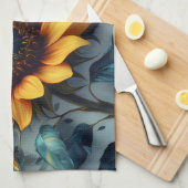 Zonnebloem met Vlinders met Aanpasbare Tekst Theedoek (Quarter Fold)
