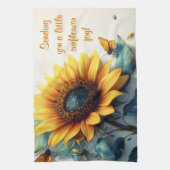 Zonnebloem met Vlinders met Aanpasbare Tekst Theedoek (Verticaal)
