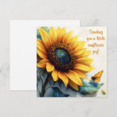 Zonnebloem met vlinders met  tekst feestdagenkaart (Voorkant / Achterkant)