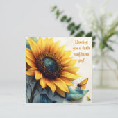 Zonnebloem met vlinders met  tekst feestdagenkaart (Staand voorkant)