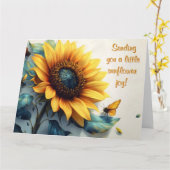 Zonnebloem met vlinders met  tekst kaart (Gele Bloem)
