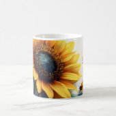 Zonnebloem met vlinders met  tekst koffiemok (Center)