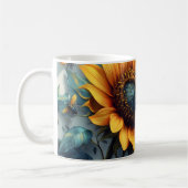 Zonnebloem met vlinders met  tekst koffiemok (Links)