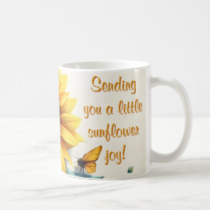 Zonnebloem met vlinders met tekst koffiemok
