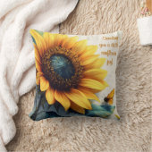 Zonnebloem met vlinders met  tekst kussen (Deken)