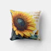 Zonnebloem met vlinders met  tekst kussen (Voorkant)