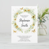 Zonnebloem, met Vrijgezellenfeest van Butterflies  Kaart (Staand voorkant)