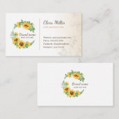 Zonnebloem met waterverf visitekaartje (Voorkant / Achterkant)