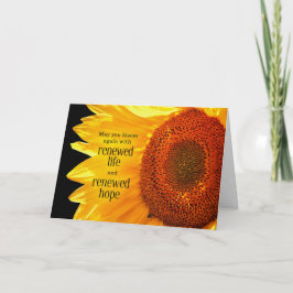 Zonnebloem met zintuiglijk bericht goed kaart