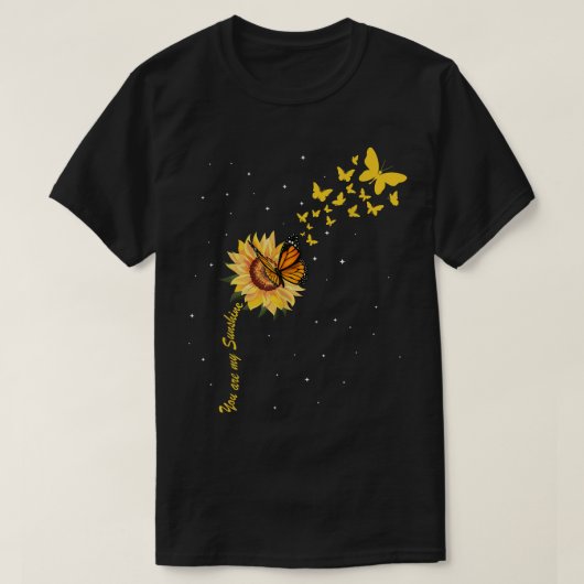 Zonnebloem met zonnebloem, met vlinderbloemvork t-shirt (Design voorkant)