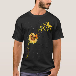 Zonnebloem met zonnebloem, met vlinderbloemvork t-shirt