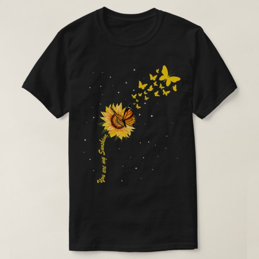 Zonnebloem met  zonnebloem, met vlinderbloemvork t-shirt (Design voorkant)