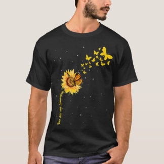 Zonnebloem met  zonnebloem, met vlinderbloemvork t-shirt