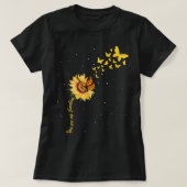 Zonnebloem met  zonnebloem, met vlinderbloemvork t-shirt (Design voorkant)