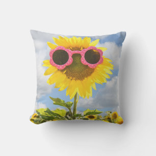 Zonnebloem met zonnebril buitenkussen