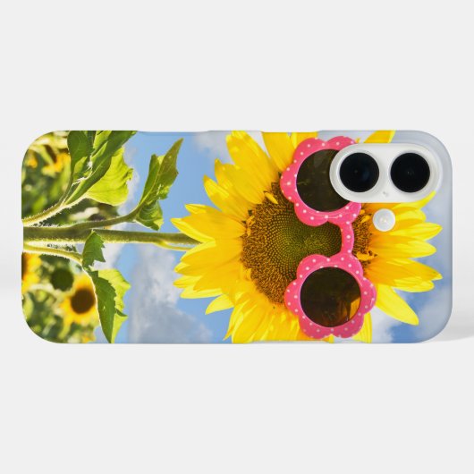 Zonnebloem met zonnebril Case-Mate iPhone case (Achterkant (horizontaal))