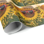 Zonnebloem met zonnebril en strohoed cadeaupapier (Rol Hoek)