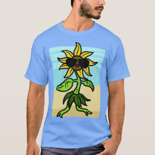 Zonnebloem met zonnebril in de zon t-shirt