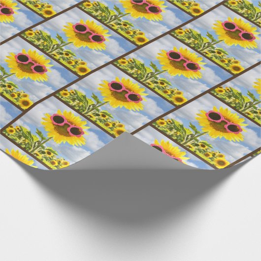 zonnebloem met zonnebril in het veld cadeaupapier (Hoek)
