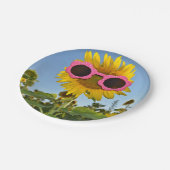 zonnebloem met zonnebril papieren bordje (Gekanteld)