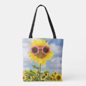 zonnebloem met zonnebril tote bag (Achterkant)