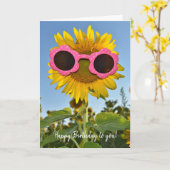 Zonnebloem met zonnebril voor verjaardag kaart (Gele Bloem)