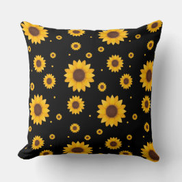 Zonnebloem met zwarte achtergrond kussen