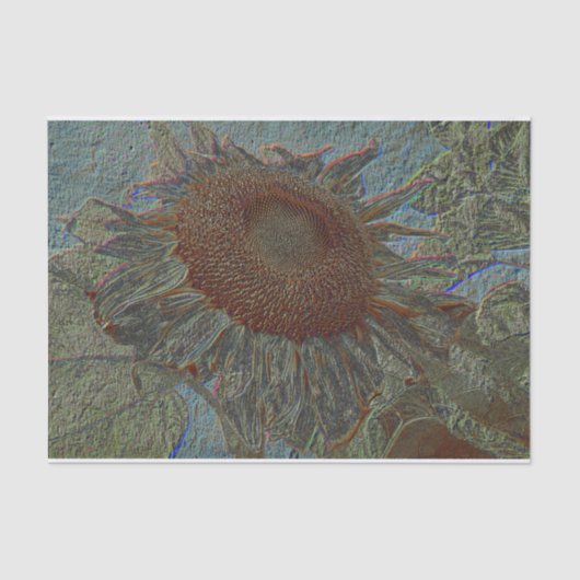 Zonnebloem  metalen goudblauw ontkoppeling tissuepapier (Voorkant)