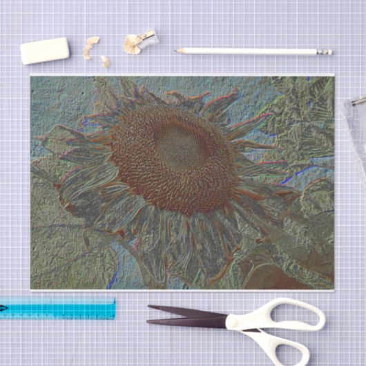 Zonnebloem  metalen goudblauw ontkoppeling tissuepapier (Craft)