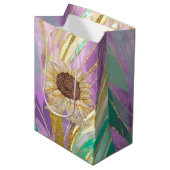 Zonnebloem Metallic Bloemengeschenkzak Medium Cadeauzakje (Voorkant Gekanteld)