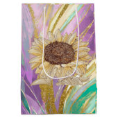 Zonnebloem Metallic Bloemengeschenkzak Medium Cadeauzakje (Achterkant)