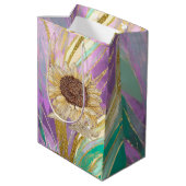 Zonnebloem Metallic Bloemengeschenkzak Medium Cadeauzakje (Achterkant Gekanteld)