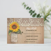zonnebloem metselaar bruiloft RSVP kaarten Kaartje (Staand voorkant)