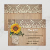 zonnebloem metselaar bruiloft RSVP kaarten Kaartje (Voorkant / Achterkant)