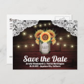Zonnebloem Metselwerk Pot Hout Save the Date Postk Aankondigingskaart (Voorkant / Achterkant)