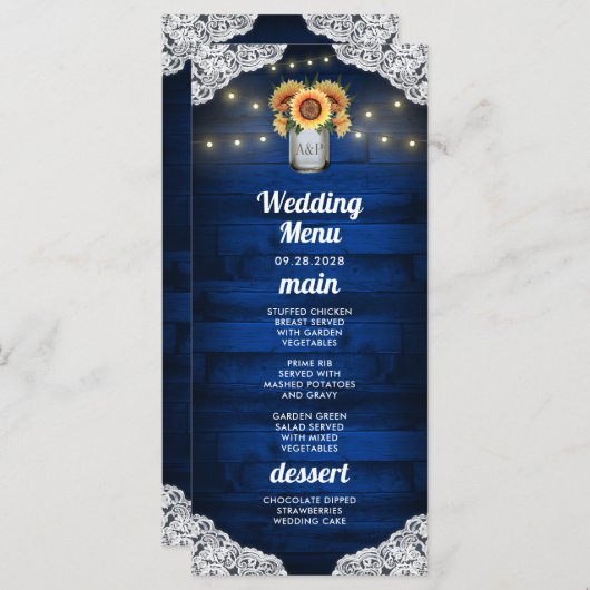 Zonnebloem Metselwerk Pot Houten Kantlijn Trouw Me Menu (Voorkant / Achterkant)