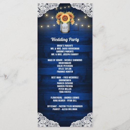 Zonnebloem Metselwerk Pot Houten Kantlijn Trouwpro Programmakaart (Achterkant)