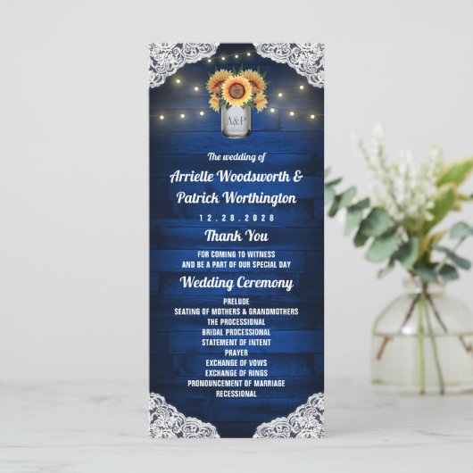 Zonnebloem Metselwerk Pot Houten Kantlijn Trouwpro Programmakaart (Staand voorkant)