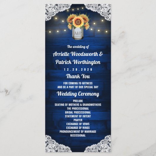 Zonnebloem Metselwerk Pot Houten Kantlijn Trouwpro Programmakaart (Voorkant)