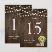 Zonnebloem Metsonteglazen Slingerlampjes Tafelnumm Kaart (Voorkant / Achterkant)